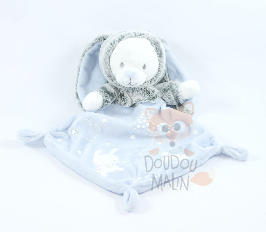  baby comforter bear rabbit blue white grey 